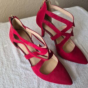 Liz Claiborne Red Heels – Strappy Pointed Toe Pumps